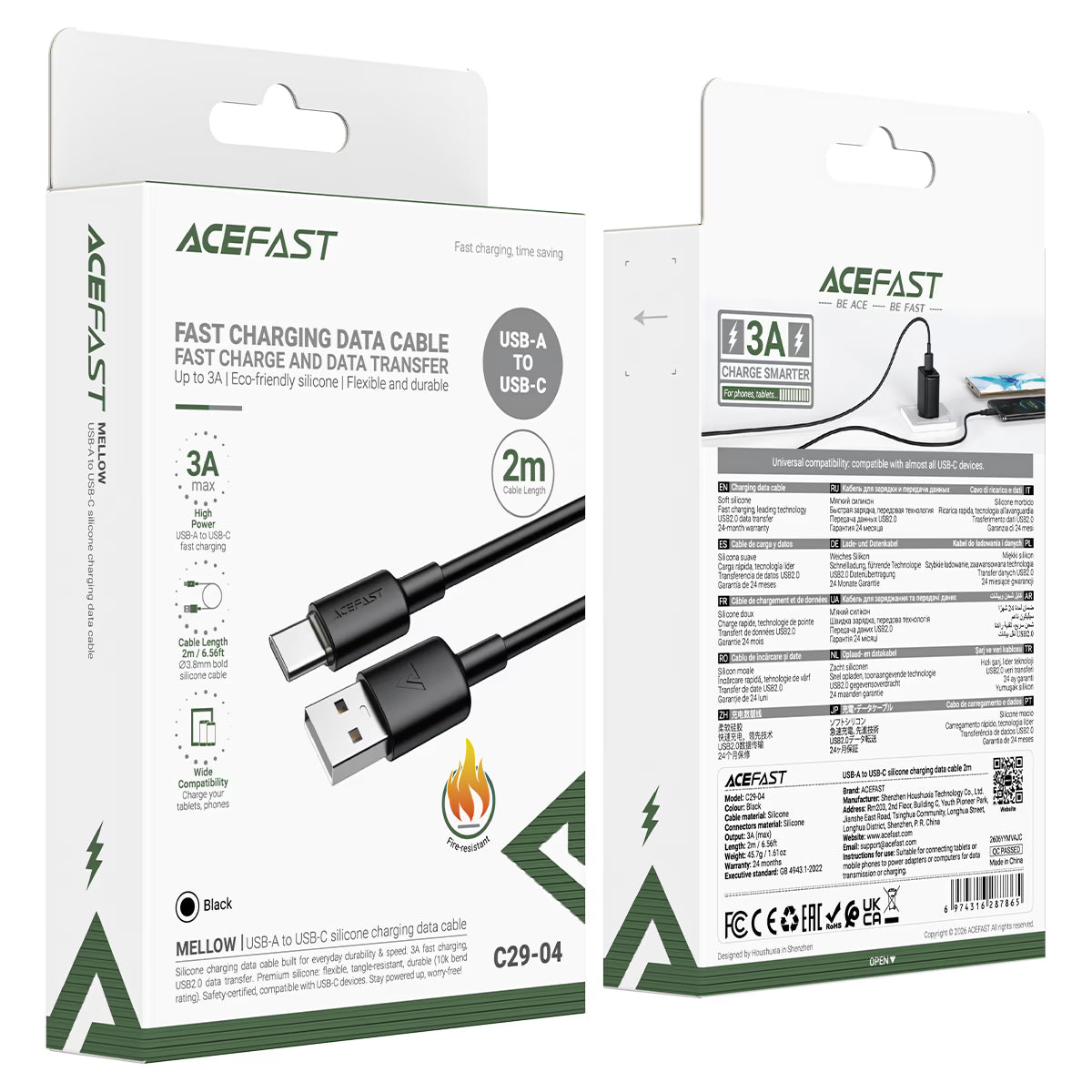 AceFast C29-04 Charge Cable Type A/C 2m-FrenzyFog