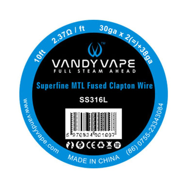 10ft SS316L Superfine MTL Fused Clapton Wire 30ga*2(=)+38ga (2.37ohm/ft)-wires-10ft Wire-FrenzyFog-Beirut-Lebanon