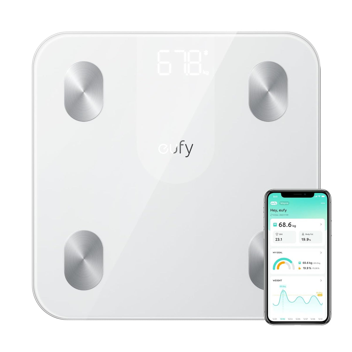 Eufy Smart Body Fat Scale A1 with Bluetooth & 12 Body Metrics