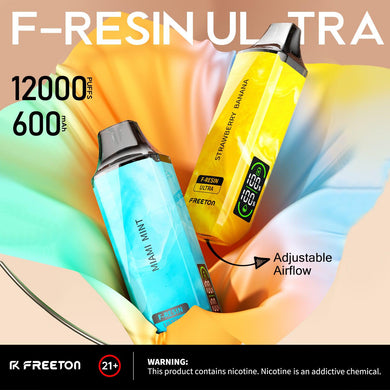 Freeton F-RESIN Ulta DISPOSABLE 12000 PUFFS 5%-Mango Peach Watermelon-FrenzyFog-Beirut-Lebanon