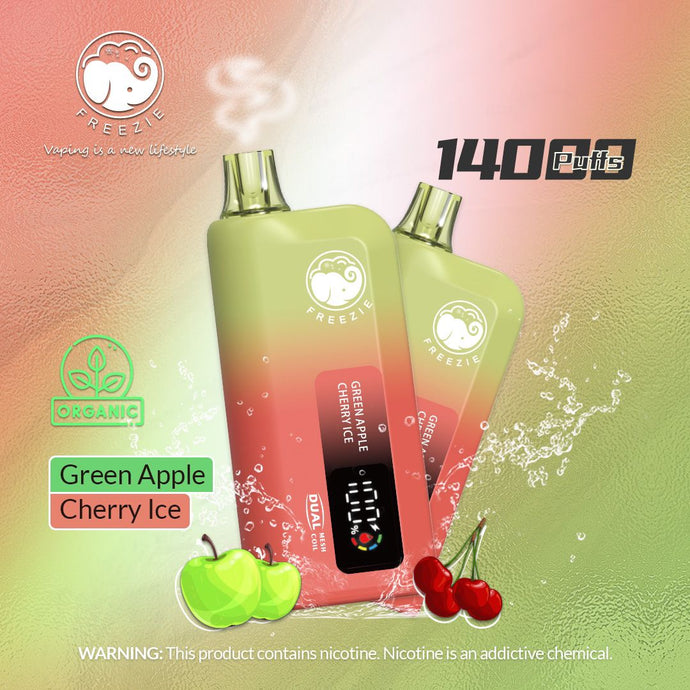 Freezie FEM 14000 Puff Disposable 50mg-Green Apple Cherry ICE-FrenzyFog-Beirut-Lebanon