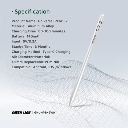 Green Lion Pencil 2 Active Stylus Pen for Touchscreens