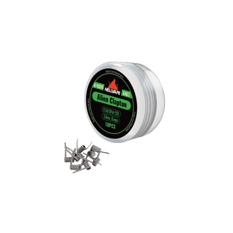 Hellvape A1+SS316 Single Core Alien Clapton Prebuilt Wire 0.3*0.8Flat+32Ga (0.45ohm) (10Pcs/Pack)-FrenzyFog
