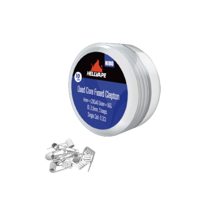 Hellvape Ni80 Quad Core Fused Clapton Prebuilt Wire 28Ga*4+36Ga (0.2ohm) (10Pcs/Pack)-FrenzyFog