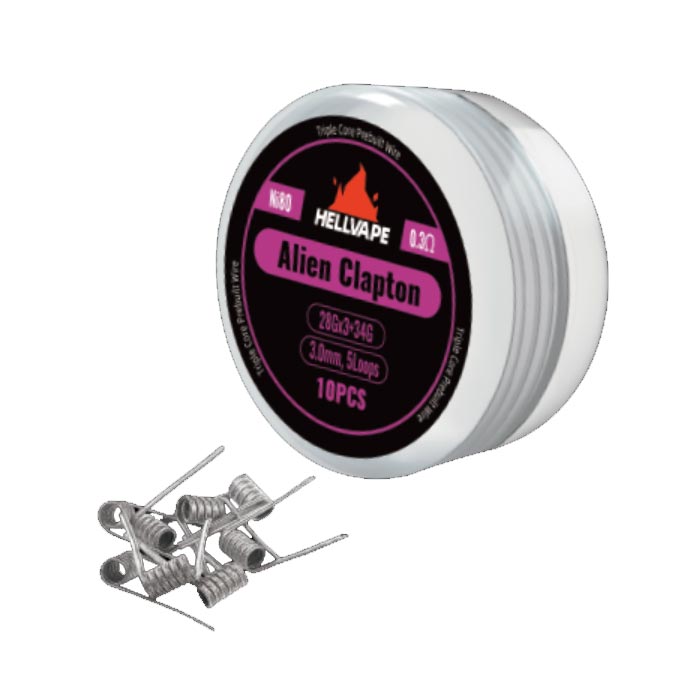 Hellvape Ni80 Triple Core Alien Clapton Prebuilt Wire 28Ga*3+34Ga (0.3ohm) (10Pcs/Pack)-FrenzyFog