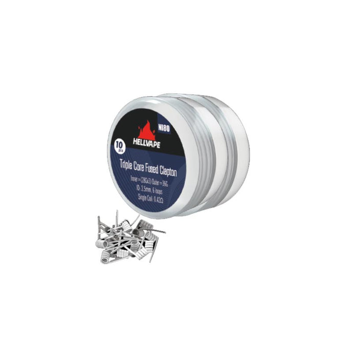 Hellvape Ni80 Triple Core Fused Clapton Prebuilt Wire 0.28Ga*3+36Ga (0.42ohm) (10Pcs/Pack)-Ni80 Triple Core Fused-FrenzyFog-Beirut-Lebanon