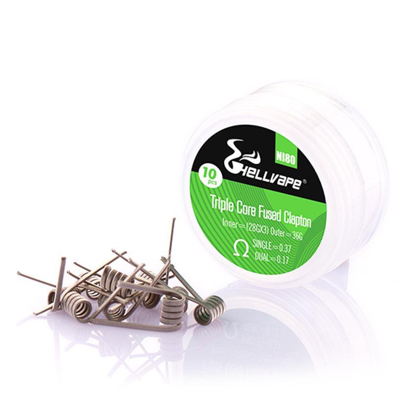 Hellvape Ni80 Triple Core Fused Clapton Prebuilt Wire 28Ga*3+36Ga (0.37ohm)(10Pcs/Pack)-FrenzyFog