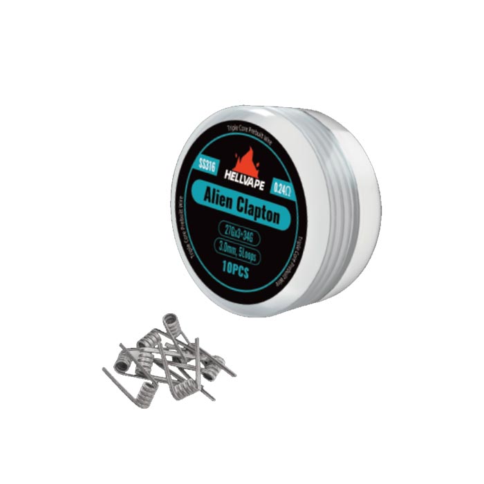 Hellvape SS316 Triple Core Alien Clapton Prebuilt Coil 27 Ga*3+34Ga (0.24ohm) (10Pcs/Pack)-FrenzyFog