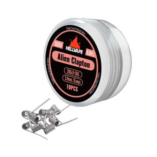 Hellvape SS316 Triple Core Alien Clapton Prebuilt Wire 28Ga*3+36Ga (0.24ohm) (10Pcs/Pack)-FrenzyFog