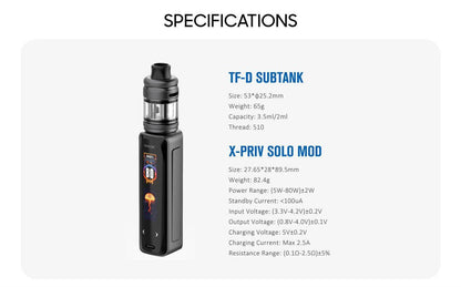 SMOK X-PRIV Solo Mod Kit with TF-D Sub-ohm Tank 80W-FrenzyFog