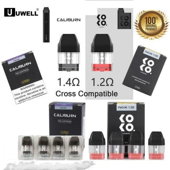 Uwell Caliburn Pod Cartridge 2ml 4pcs-1.2ohm KoKo-FrenzyFog-Beirut-Lebanon