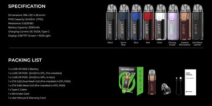 Vaporesso LUXE XR Max 2 Pod Mod Kit 3200mAh 5ml-FrenzyFog