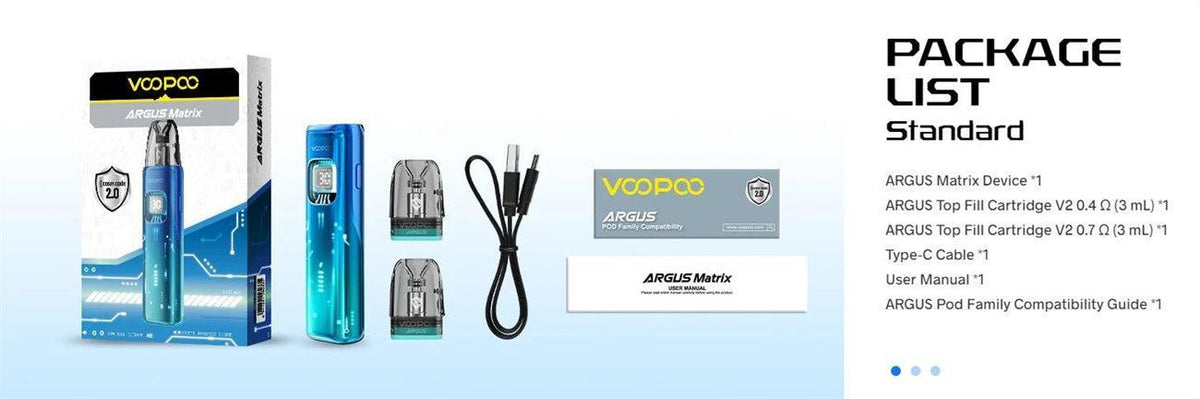 Voopoo ARGUS Matrix Pod System Kit 1350mAh 3ml (Max 30W)-FrenzyFog
