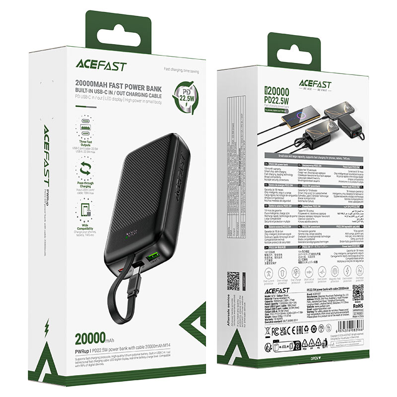 ACEFAST M14 Power Bank Fast Charge PD 22.5W 20000mAh