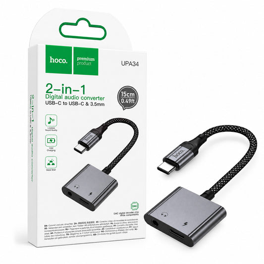 HOCO UPA34 2-in-1 Type-C to C & 3.5mm Audio Splitter