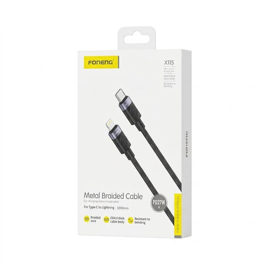 FONENG X115 Braided Type-C to iPhone Charge Cable PD27W