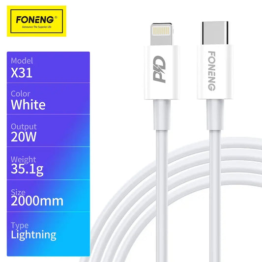 FONENG X31 Fast Charging Cable Type-C to iPhone 2m-FrenzyFog