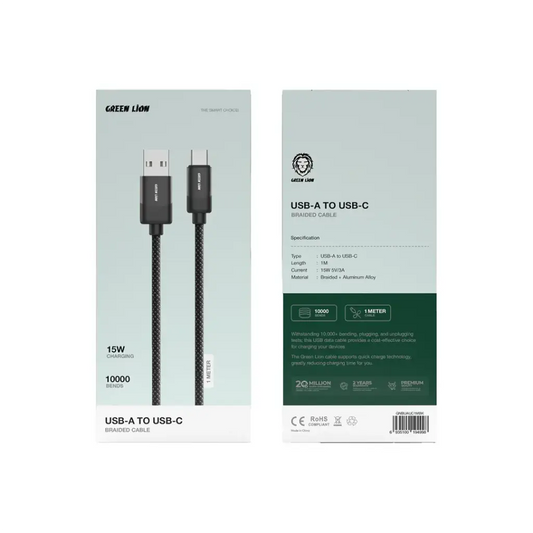 Green Lion Charge Braided Cable USB TO TYPE C 15W-FrenzyFog