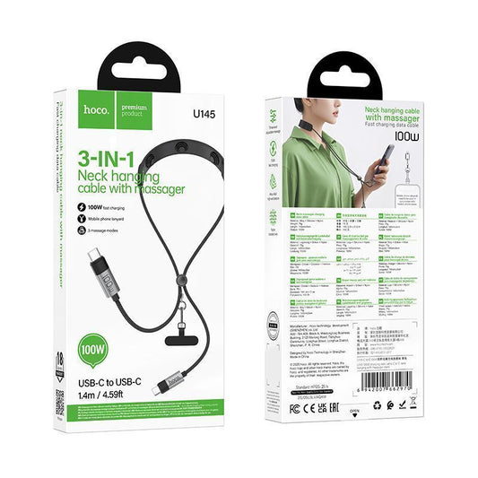 HOCO U145 Braided 100W USB-C to C Fast Charge Cable 1.4m-FrenzyFog