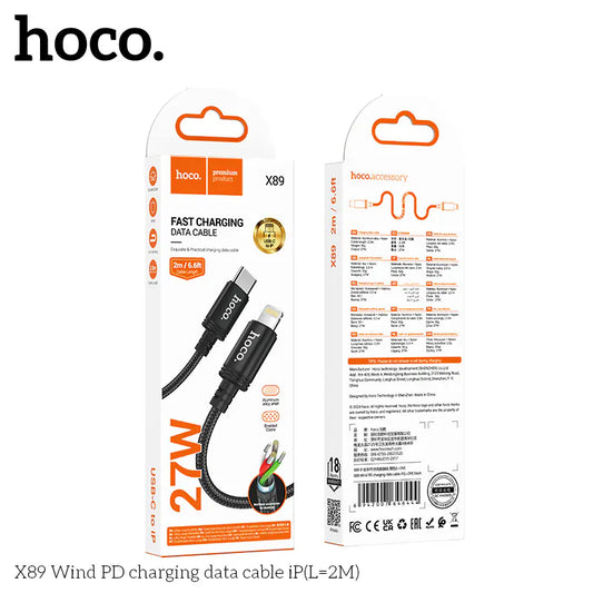 HOCO X89 Braided Type-C to iPhone PD 27W Cable 2m